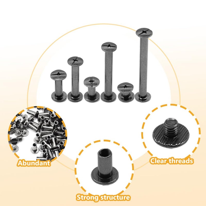 Ruidee 140 Pcs/70 Set Chicago Screws M5 Stainless Steel Binding Screw Post Leather Screws Metal Nail Rivet Chicago Button for Albums Belt Bookbinding (ZD-C/Gunmetal) - Image 3